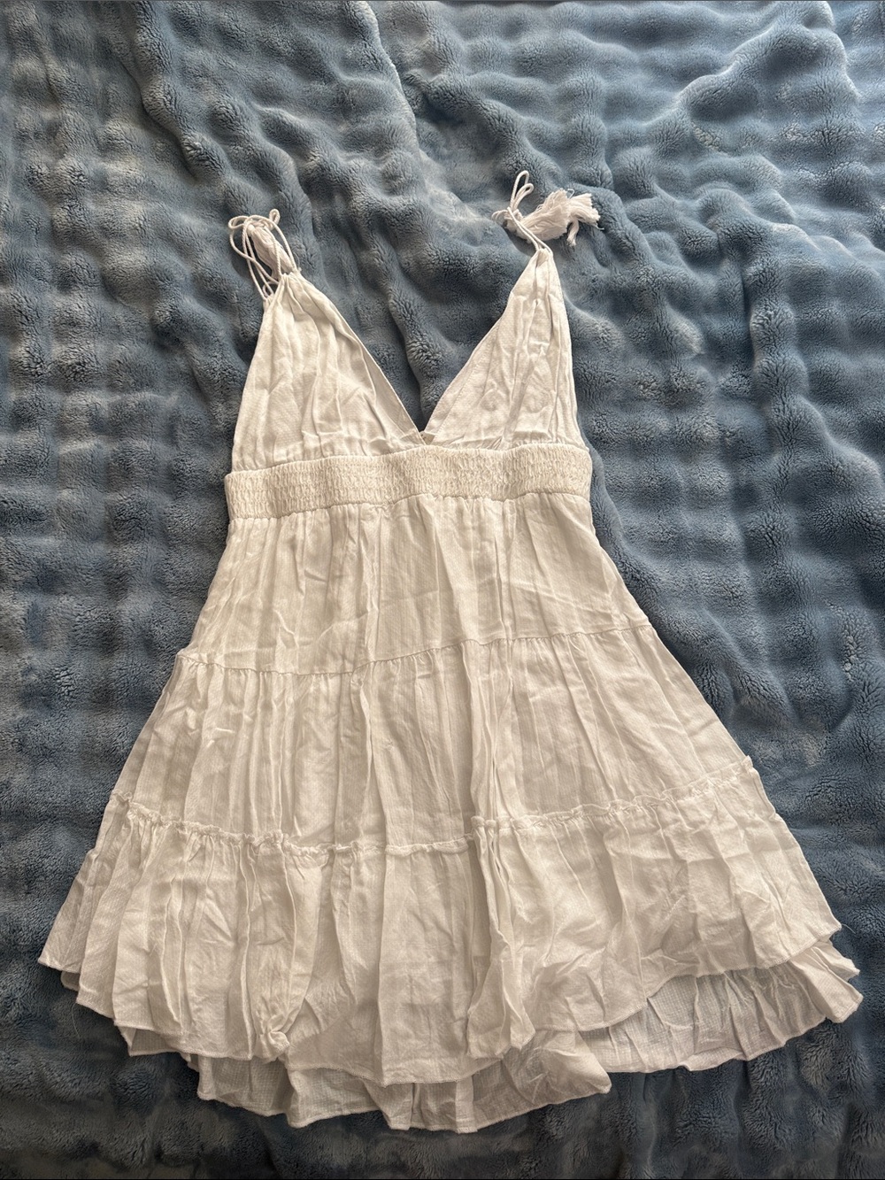 White Spaghetti Strap Tiered Summer Dress